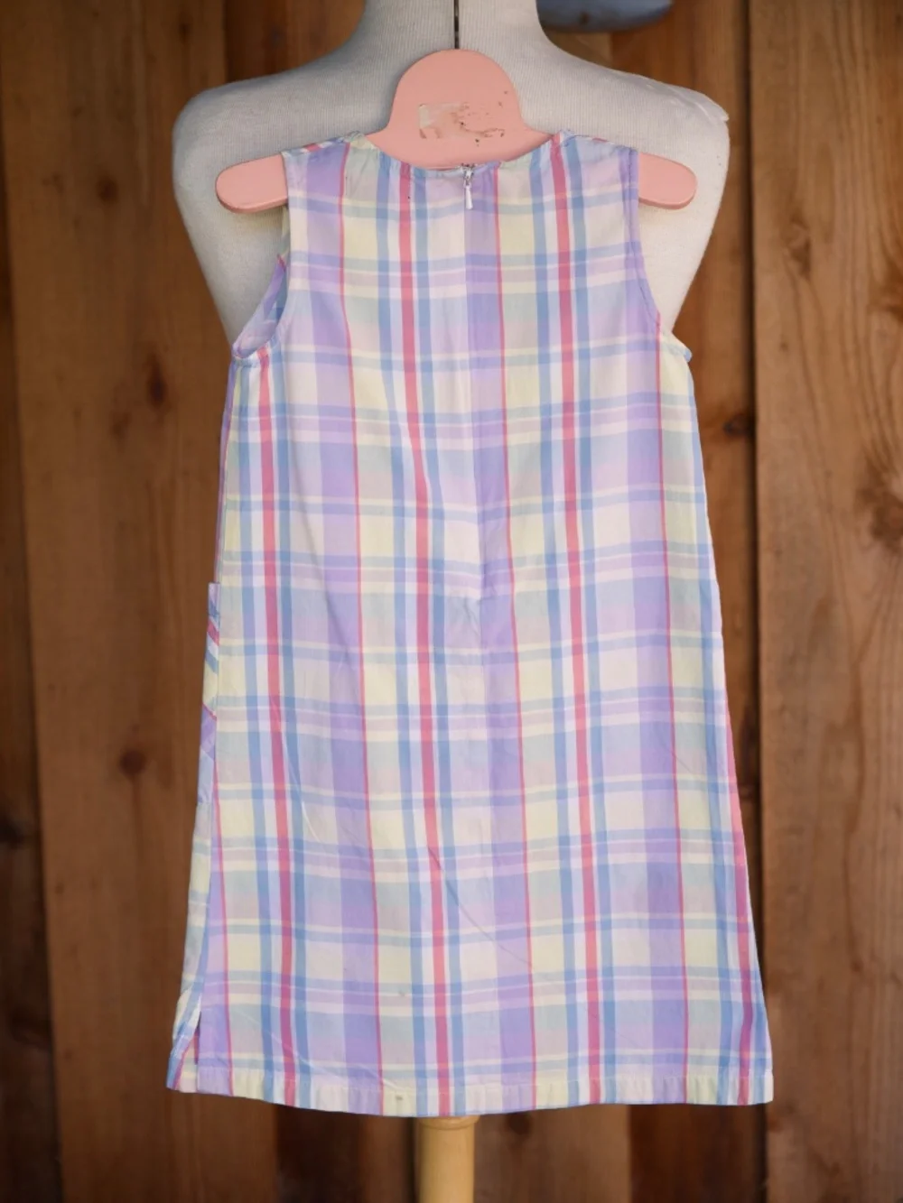 Ralph Lauren 100% Cotton Pastel Plaid Sleeveless Summer Smock Dress Kids 6Y